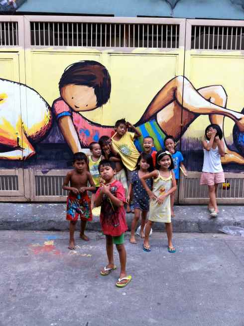 Finished mural - clothing by Bahay Tuluyan children, the rest by me